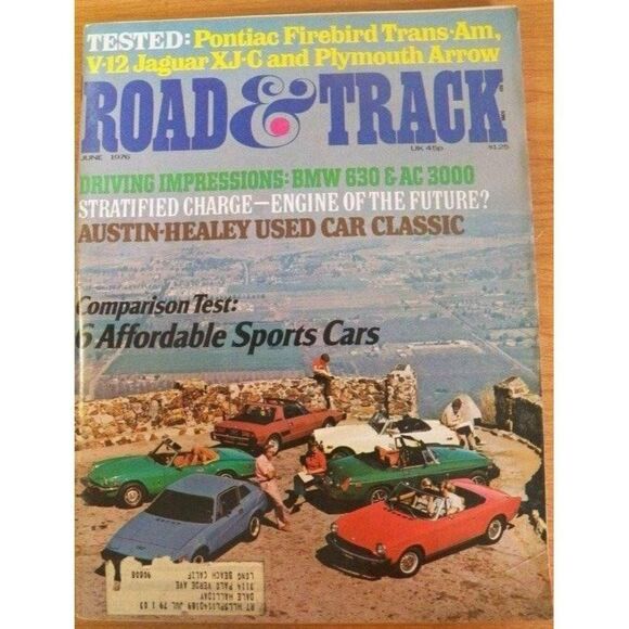 June 1976 Road & Track Magazine Sports Cars Firebird Trans-Am Jaguar XJ-C - Picture 1 of 1